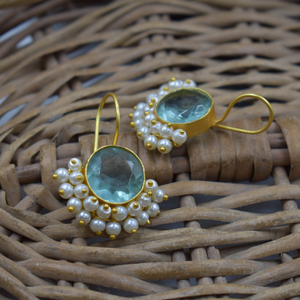 แฟชั่นล่าสุดทำด้วยมือทองชุบทองเหลืองต่างหูห้อยต่างหูหินชุบทองต่างหูเครื่องประดับแฟชั่นผู้หญิงต่างหู - Product Image 2