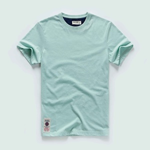Camiseta Básica de Manga Corta para Hombre, Color Verde Menta, 100% Algodón Jersey, Cuello Redondo, Corte Regular, Transpirable, Informal, con Logotipo Frontal - Product Image 1