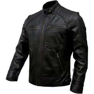 Venta al por mayor de los hombres de pie de cuello Formal chaqueta de cuero Slim Fit cremalleras frontal logotipo personalizado OEM suelta a prueba de viento impermeable - Product Image 4