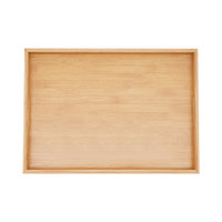 Cortina Juego de bandejas de bambú de 4 piezas Plato de madera natural para cocina Organizador de exhibición de alimentos
