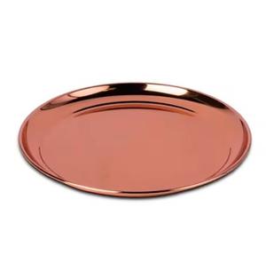 Bandejas de Servir Redondas de Cobre de Diseño Clásico, Calidad Premium, Duraderas, Brillantes, Metálicas, Decorativas, de Alta Tendencia - Product Image 1