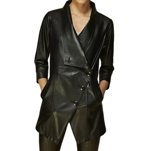 Manteau en cuir pour homme de haute qualité, personnalisable, pour le printemps et l'automne, fabriqué en usine - Product Image 4