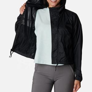 Chaqueta Deportiva Impermeable con Cremallera Negra Personalizable para Mujer, Talla Grande, con Capucha Larga, Cortavientos para Gimnasio, para Usar en Verano e Invierno - Product Image 5