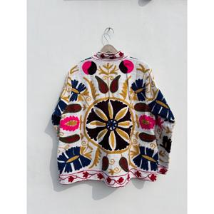 Boho Style Hand Embroidered Suzani Jacket Floral Embellished <b>Quilted</b> Woven Breathable Plus Size 5XL Girls' Classical Spring Robe - Product Image 5