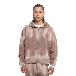 Sweat à capuche zippé durable et de haute qualité OEM personnalisé Design lavé à la mode avec impression bouffante Taille XS pour l'hiver Utilisation quotidienne - Product Image 2