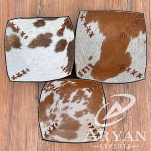 Cheveux occidentaux tan et blancs sur cuir de vachette 3 ensembles de plateaux bol en cuir gaufré marron de qualité supérieure plateau de valet luxueux cadeaux de mariage - Product Image 1