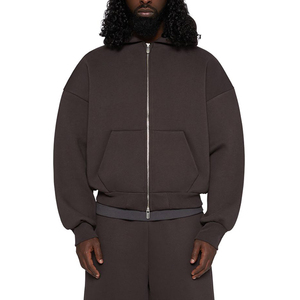 High Quality Thick Fleece Oversized Zipper Tracksuit and Straight Wide <b>Leg</b> Flared Sweat Jogger Pants Set Winter Sportswear - Product Image 6