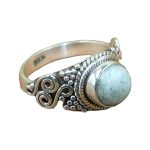 Anillo de Larimar, Anillo de Plata de Ley 925, Diseño Hecho a Mano, Anillos de Compromiso y Boda para Mujer, Regalo de Navidad o Cumpleaños para Esposa o Madre - Product Image 1