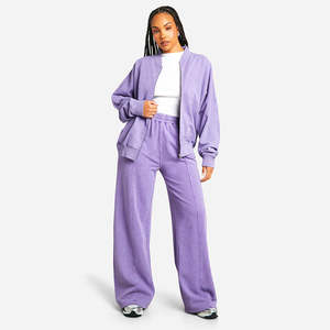 Ensemble de survêtement vintage pour femme, imprimé, délavé à l'acide, avec pull délavé et pantalon de jogging slim, léger, 100% nylon, streetwear - Product Image 4