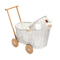 Chariots pour bébés en rotin artisanal, couleur blanche, pour le rangement, chariot pour bébé à roulettes, poussette pour enfant à vendre