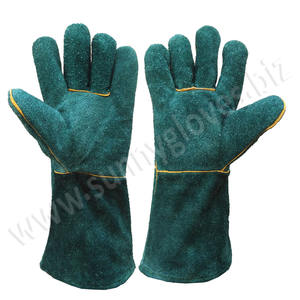 Gant de soudeur en cuir vert de qualité supérieure, catégorie A - Product Image 2