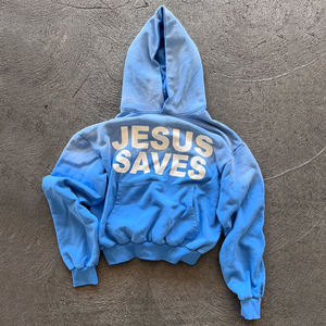 เสื้อฮู้ดครอปทรงโอเวอร์ไซส์ ผ้าหนา 500GSM ย้อมสีซีดแบบซันเฟด พิมพ์ลายซิลค์สกรีน ไม่มีเชือกผูก สำหรับผู้ชาย แบรนด์ Sportish Impex Streetwear - Product Image 4