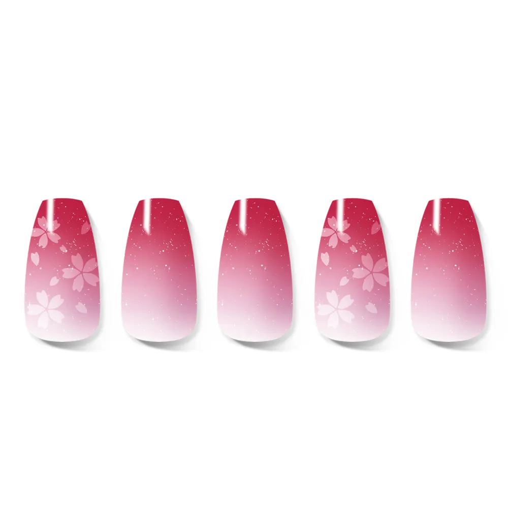 30 pcs Korean brand Becky star semi-cured gel nail blossom blossom design syrup nail gradation pink and white flower