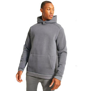 Polaire grise lavée de haute qualité pour hommes avec manches raglan et poches kangourou à vendre à des prix bas - Product Image 1