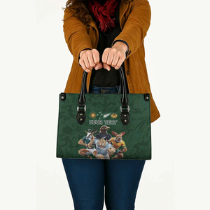 <span class=keywords><strong>Rugby</strong></span> Hemisferio Sur <span class=keywords><strong>Argentina</strong></span> AUNZ Sudáfrica mascota diseño verde impresión personalizada varios tamaños Pu bolsos de cuero mujeres - Product Image 1
