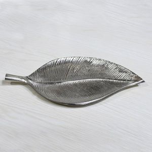 Silver Color Leaf Shape Design Decorative Bowl Aluminum Material Home Use Luxury Modern Unique Bowl - Product Image 2