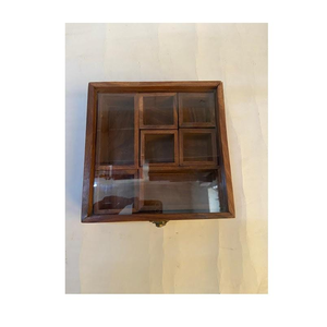 กล่องเครื่องเทศไม้ดีไซน์ใหม่ ทำด้วยมือ คุณภาพสูง กล่องเก็บเครื่องเทศไม้ ผลิตและขายส่งจากอินเดีย - Product Image 1