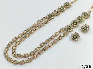 DERNIÈRE ANTIQUE TRADITIONNEL ET À LA MODE PLAQUÉ OR UNCUT AD FANCY LONG COLLIER BOUCLES D'OREILLES ENSEMBLE DE BIJOUX POUR FEMMES - Product Image 3