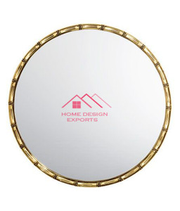 Espejo de pared decorativo de lujo redondo de diseño moderno, espejo de pared de Metal dorado con detalles de cuentas, espejo de decoración de pared - Product Image 2