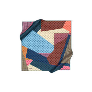 Foulard carré vintage tendance avec nœuds floraux, motif écossais camouflage, en viscose pour l'été - Product Image 1