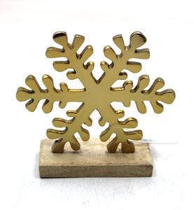 Article décoratif de Noël en aluminium/bois en vrac en gros couleur or style classique fait à la main personnalisé en vrac - Product Image 1