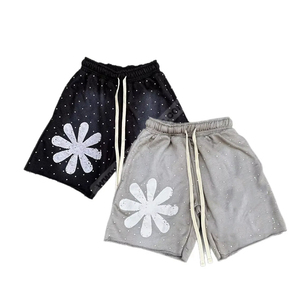 Shorts de Mezclilla de Cintura Alta para Mujer, Elegantes Shorts de Mezclilla con Pedrería Desgastada para el Verano, Shorts de Moda para Hombre - Product Image 1