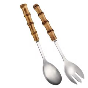 Cadeau de mariage ensemble de salade Design traditionnel argent en acier inoxydable couverts à salade pour les cuisines domestiques et couverts de salle à manger - Product Image 4