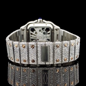 Reloj de moda para hombre de Plata de Ley 925 con forma de esqueleto en forma de esqueleto, estilo Hip Hop helado, Moissanite, cristal de acero inoxidable - Product Image 4