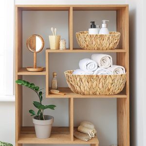 Cesta multiusos Cesta de mimbre ovalada asequible-Almacenamiento de jacinto de agua tejido a mano con asas, organizador decorativo para el hogar - Product Image 2