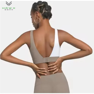 Vente chaude de soutien-gorge de sport respirant sans couture grande taille haut de fitness solide avec slips confortables - Product Image 6