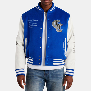 <b>Rhinestones</b> Logo Street Style Varsity <b>Jacket</b> for Men's Embroidered Letters Stand Collar Outerwear Varsity Letterman <b>Jacket</b> - Product Image 1