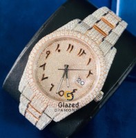 Montre mécanique automatique pour homme avec diamants cultivés en laboratoire, diamants véritablement taillés, verre analogique, boîtier en acier inoxydable, chronographe ETA Limited