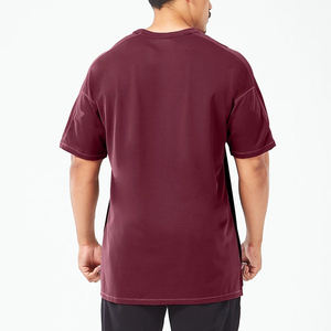 OEM/ODM 100% coton épaule tombante col rond point de contraste couleur bloc T-Shirts à manches courtes léger Gym Wear T-shirt pour hommes - Product Image 5