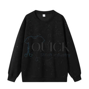 Venta al por mayor de algodón ligero personalizado mezclado ecológico transpirable polar invierno alta calidad pulóver sudadera con diamantes de imitación - Product Image 1