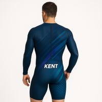 Traje de triatlón sublimado de manga larga para hombre y mujer, traje de carrera ligero de una pieza con cremallera, tela que absorbe la humedad