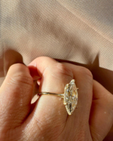 Bague de fiançailles en diamant Moissanite de taille marquise allongée de 4.50 carats avec Halo caché Bague de pierres précieuses de mariage de luxe pour les femmes