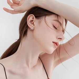 <b>Hoop</b> Earrings 18K White Gold Plated S925 Sterling <b>Silver</b> Double <b>Huggie</b> Earrings for Women Loop Earrings for Mom - Product Image 2