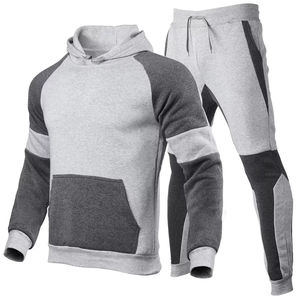 Survêtement en coton Survêtements de sport Hommes Femmes Noir 2 Pcs Survêtement Unisexe Survêtements Logo personnalisé Ensemble de survêtements - Product Image 4