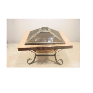 Cuenco de cobre macizo para fogatas con soporte de hierro, tapa Smash y Palo de póquer, forma cuadrada de la mejor calidad para el hogar, sala de estar, decoración de jardín - Product Image 1