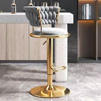 Chaise de bar ergonomique moderne à dossier en velours, réglable en hauteur, pivotante à 360°, en acier inoxydable, pour la maison, l'hôtel, l'hôpital, le salon
