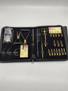 Outils d'extension de cheveux au plasma doré Kit d'extension en acier inoxydable crochets perles aiguilles en forme de C ciseaux à cheveux et pinces d'extension de cheveux - Product Image 3