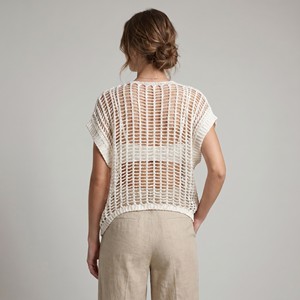 Cardigan senza maniche in maglia traforata con bottoni, 65% cotone, taglia unica (taglie 36–44) - Product Image 2