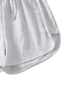 Shorts gris clair pour femmes, été, doux, léger, taille élastique, confortable, décontracté, vêtements de détente, course à pied, gym, bas de mode - Product Image 5