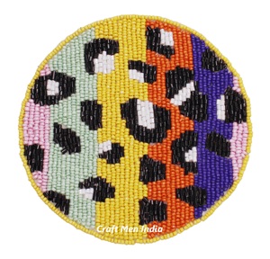 Good Quality Round Custom Seed Beaded Different Design <b>Cork</b> Drinking <b>Coaster</b> Household Accessories - Product Image 3