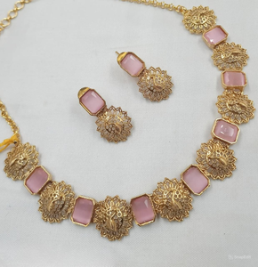 INDIAN TRADITIONAL and FASHIONABLE COPPER JEWELLERY <b>BRIDAL</b> WEDDING JEWELLERY <b>SET</b> for WOMEN EARRINGS and <b>NECKLACE</b> <b>SET</b> - Product Image 1