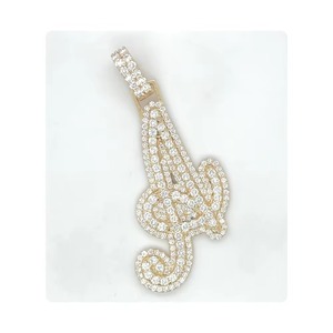 10KT Yellow <b>Gold</b> Diamond Initial A Pendant 1.89 TCW Letter A Pendant for Men & Women by H.A Impex - Product Image 6