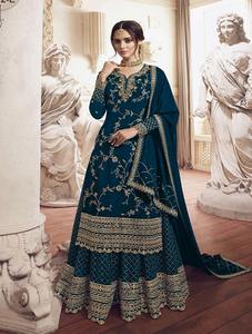 Nouveau à la mode élastique Faux Georgette tissu intérieur Sharara costume pour les femmes point gratuit pakistanais fête de mariage porter indien pakistanais - Product Image 4