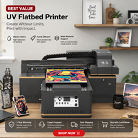 Impresora UV Plana A2 de 40*60cm con Soporte Giratorio para Cuero/Botellas/Carcasas de Teléfono, 2400dpi, Cabezal Dual DX8, Máquina Automática