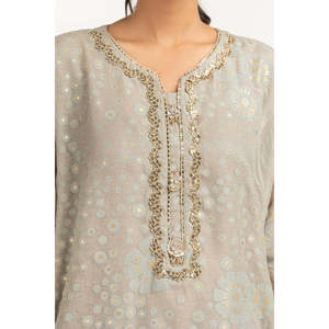 Conjunto de Blusa y Pantalón de Gasa con Bordado Floral para Mujer, IPST-44332, Corto, Talla Única XL, para Verano - Product Image 3