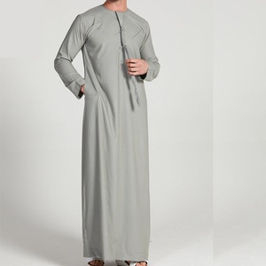 Prix usine musulman hommes Thobe élégant broderie décontracté hommes musulman Thobe solide longue Robe Jubba pour hommes arabe Thobe islamique - Product Image 5